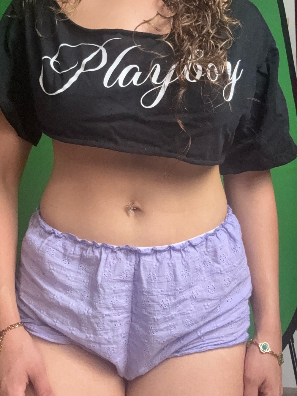 PLAYBOY Black Cropped Tee with White Script